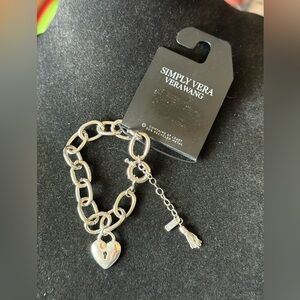 Kohl's Simply Vera Vera Wang Silver Heart Charm Bracelet
